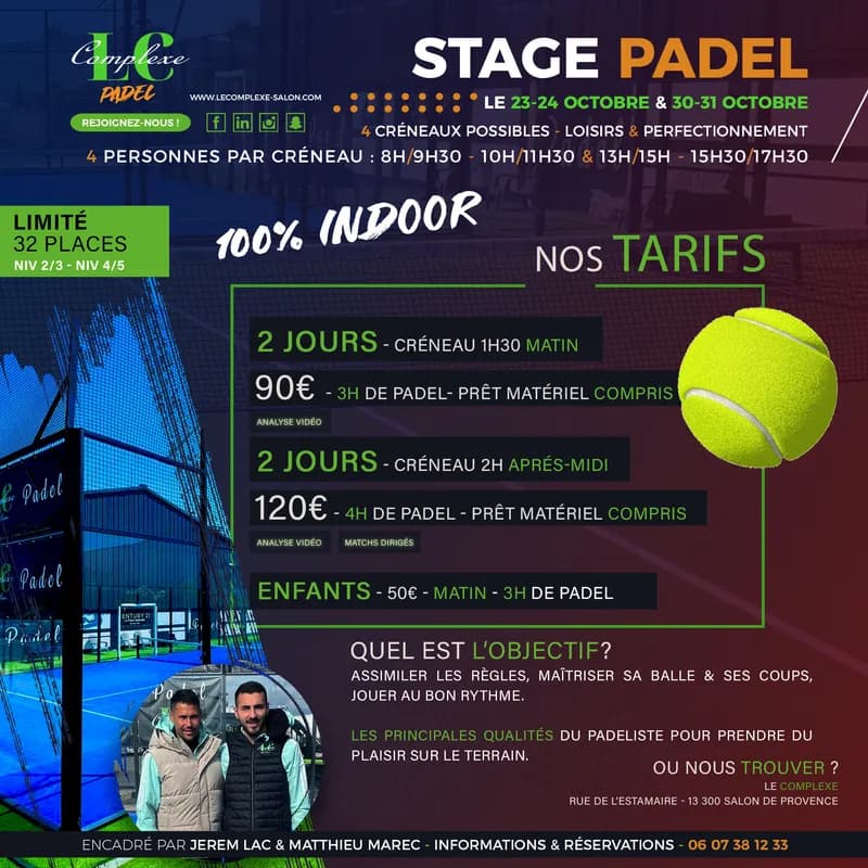 créneau 10h - 11h30 du 30 au 31 octobre 2025